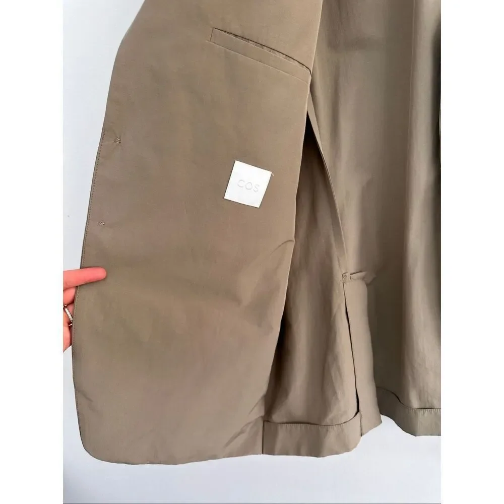 COS Men’s Khaki Tan Cotton Unlined Concealed 2 Button Sport Blazer